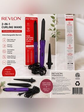 Revlon 2-in-1 Curling Wand | Interchangeable Barrels | Like New with Box